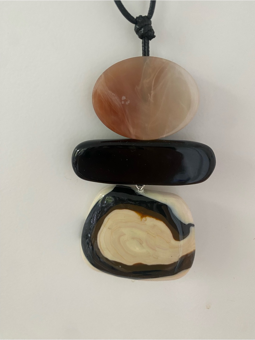 ZARA Statement Necklace Interchangeable Stone Pendant Adjustable Cord